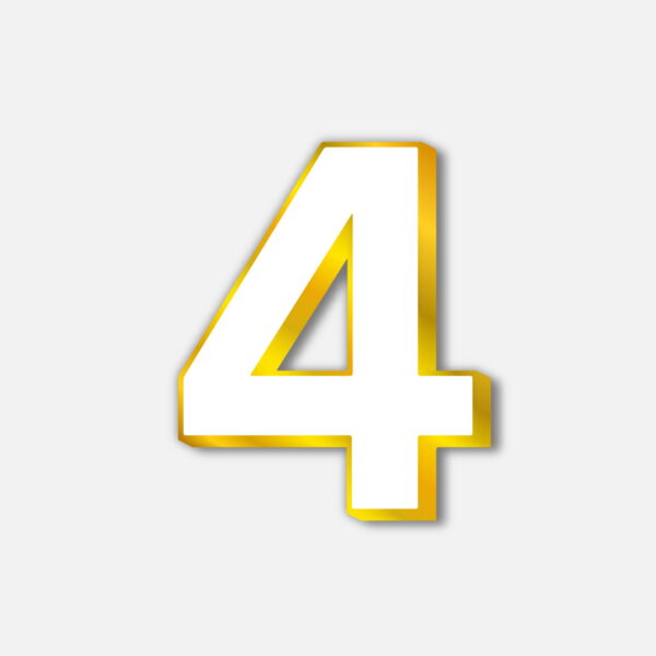 White Number Four With Golden Border