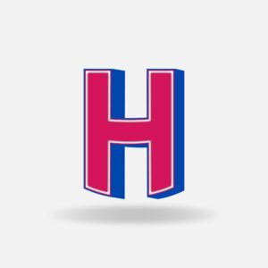 3D Pink Letter H With Blue Border
