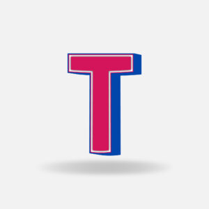 3D Pink Letter T With Blue Border