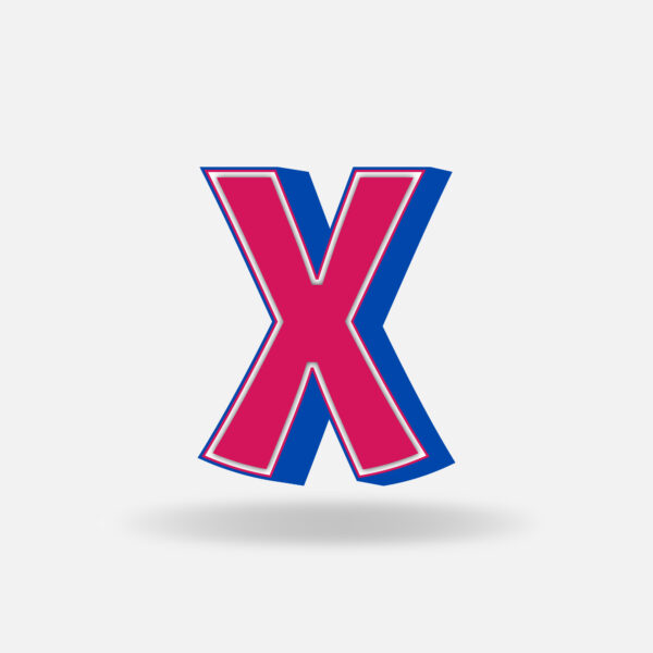 3D Pink Letter X With Blue Border