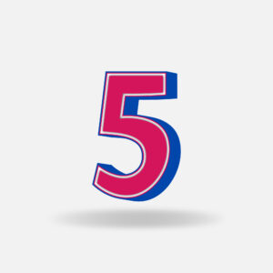 3D Pink Number Five With Blue Border