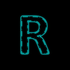 Letter R Neon Outline Design