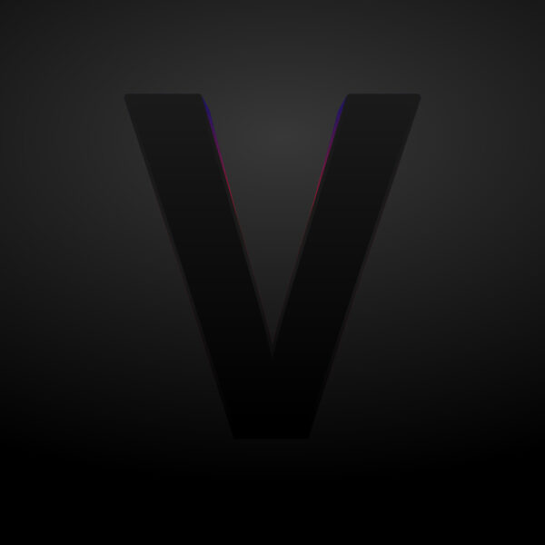 3D Letter V Black Color Design