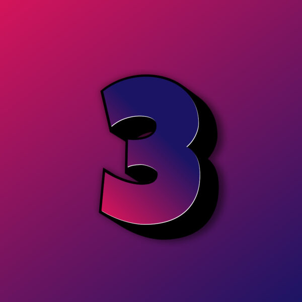 Bold Number Three Colorful Design