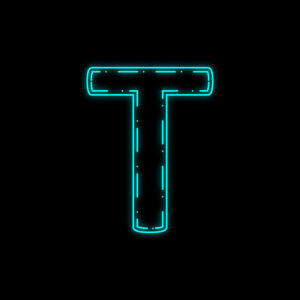Letter T Neon Outline Design