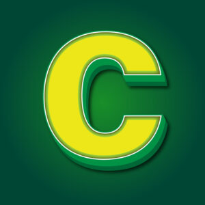 3D Letter C Yellow Green Design