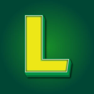 3D Letter L Yellow Green Design