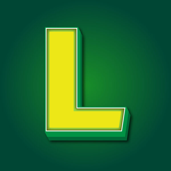 3D Letter L Yellow Green Design