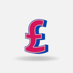 3D Pink Pound Symbol With Blue Border
