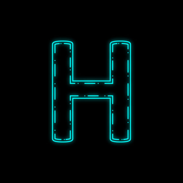 Letter H Neon Outline Design