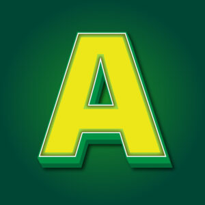 3D Letter A Yellow Green Design