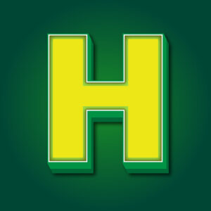 3D Letter H Yellow Green Design