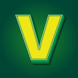 3D Letter V Yellow Green Design