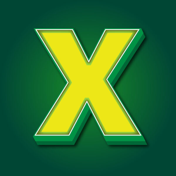 3D Letter X Yellow Green Design