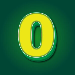 3D Number Zero Yellow Green Design