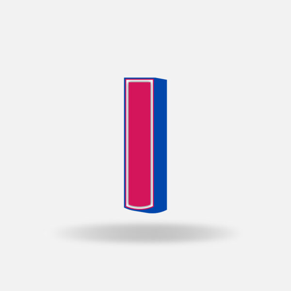 3D Pink Letter I With Blue Border