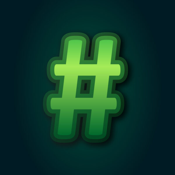 Hashtag Symbol Green Layer Design