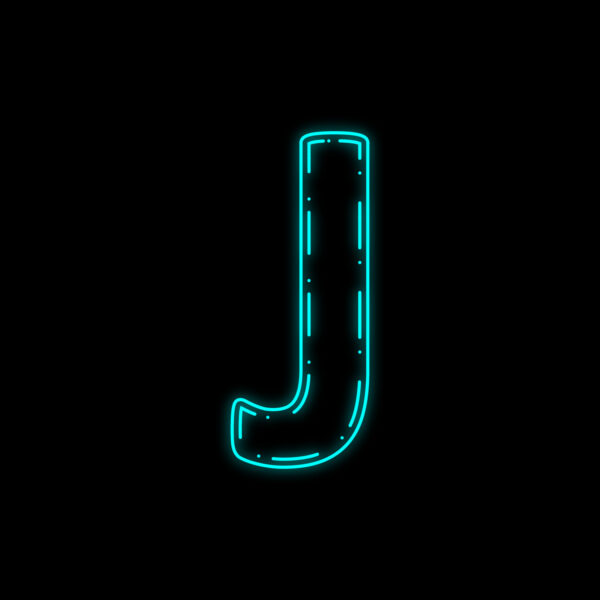 Letter J Neon Outline Design
