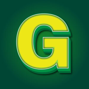3D Letter G Yellow Green Design