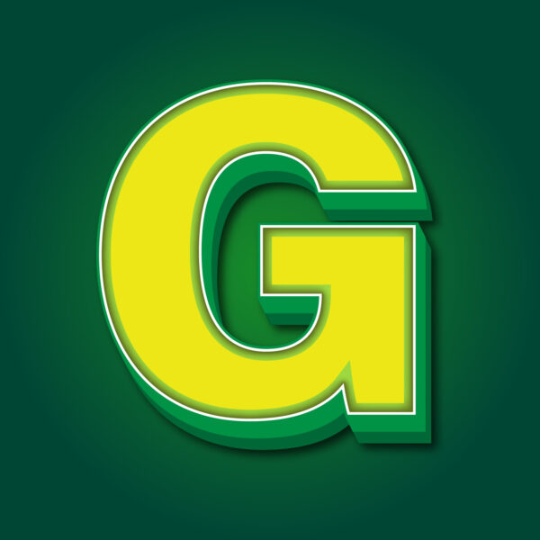 3D Letter G Yellow Green Design