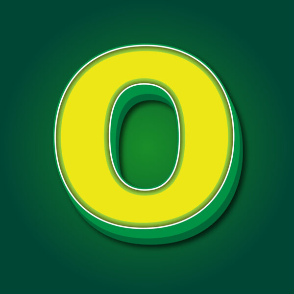 3D Letter O Yellow Green Design