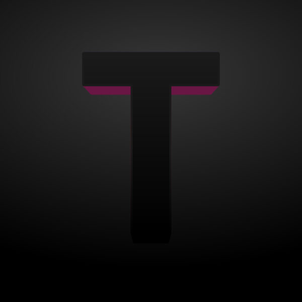 3D Letter T Black Color Design
