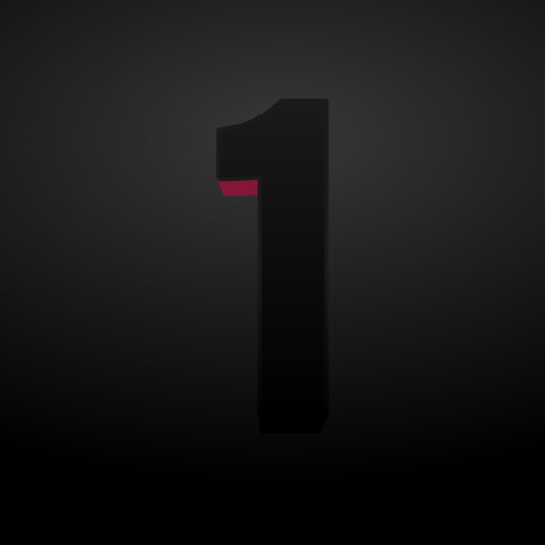 3D Number One Black Color Design