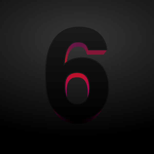 3D Number Six Black Color Design