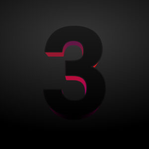 3D Number Three Black Color Design