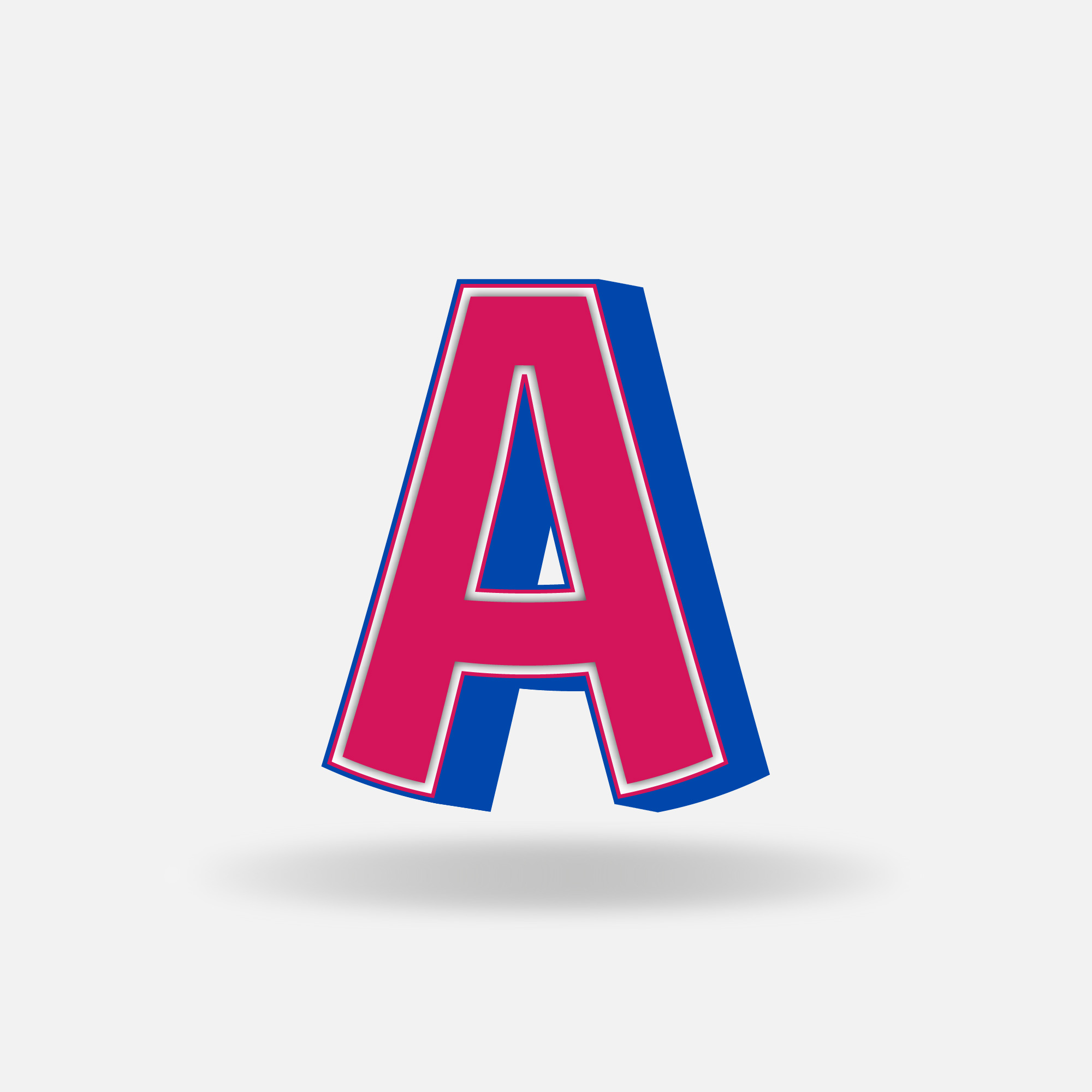 3D Pink Letter A With Blue Border