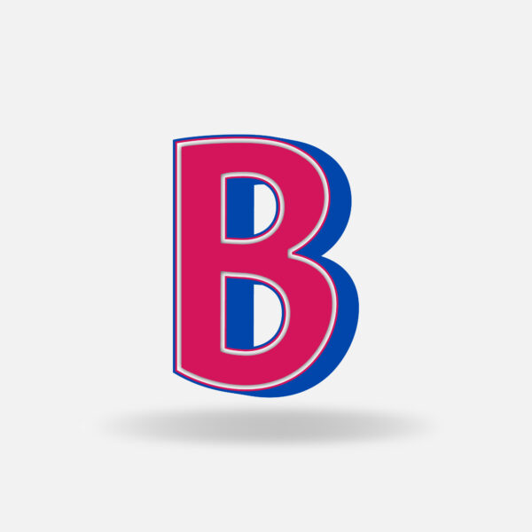 3D Pink Letter B With Blue Border