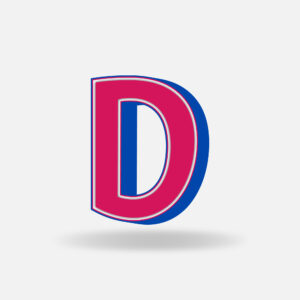 3D Pink Letter D With Blue Border