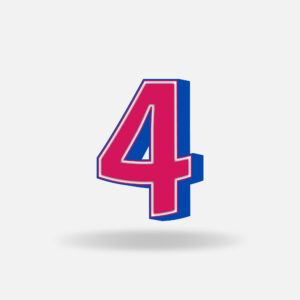 3D Pink Number Four With Blue Border
