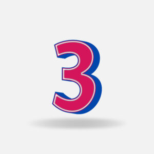 3D Pink Number Three With Blue Border