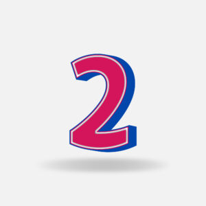 3D Pink Number Two With Blue Border