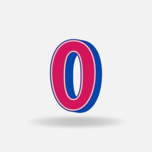 3D Pink Number Zero With Blue Border