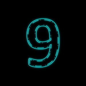 Number Nine Neon Outline Design