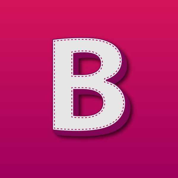 3D Letter B Stitched Design