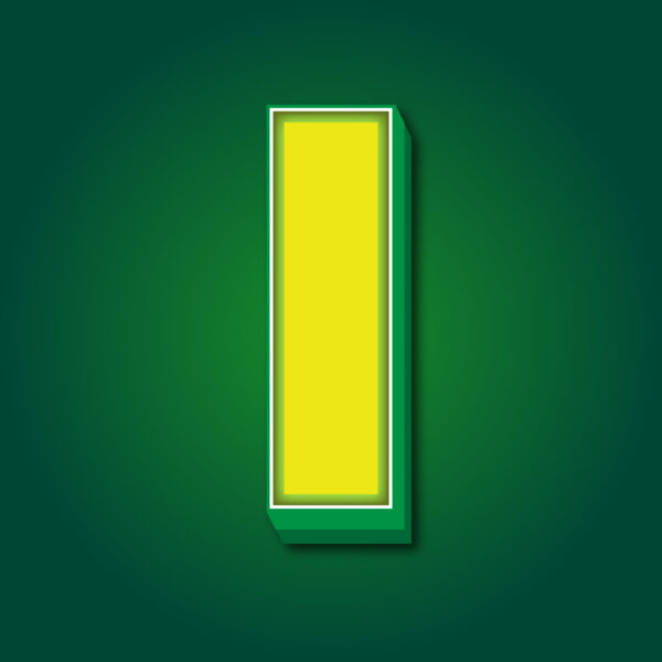 3D Letter I Yellow Green Design