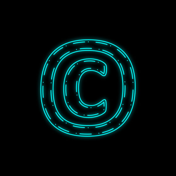 Copyright Symbol Neon Outline Design