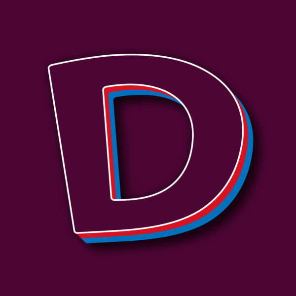 Letter D Tricolor Design With White Edges