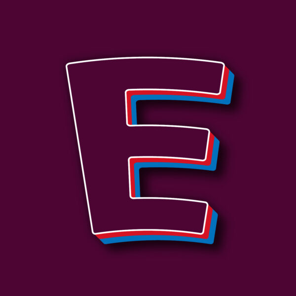 Letter E Tricolor Design With White Edges