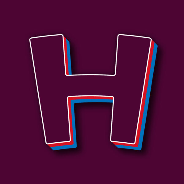Letter H Tricolor Design With White Edges