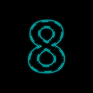 Number Eight Neon Outline Design