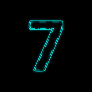 Number Seven Neon Outline Design