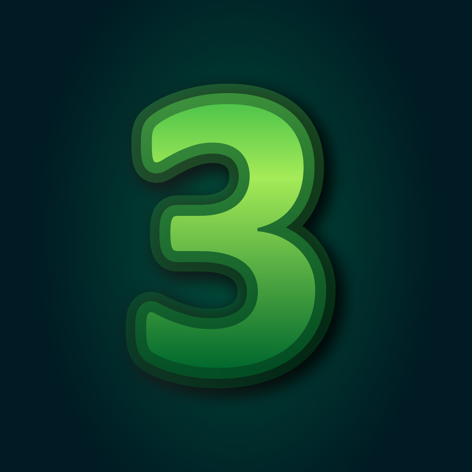 Number Three Green Layer Design