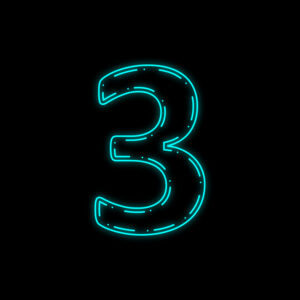 Number Three Neon Outline Design