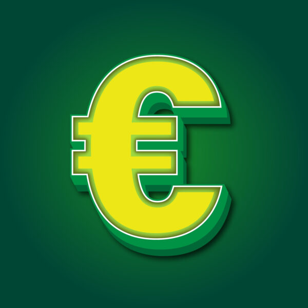 3D Euro Symbol Yellow Green Design