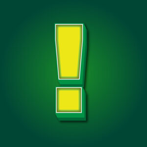 3D Exclamation Symbol Yellow Green Design