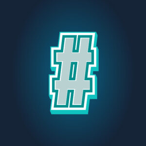 3D Hashtag Symbol Tricolor Design